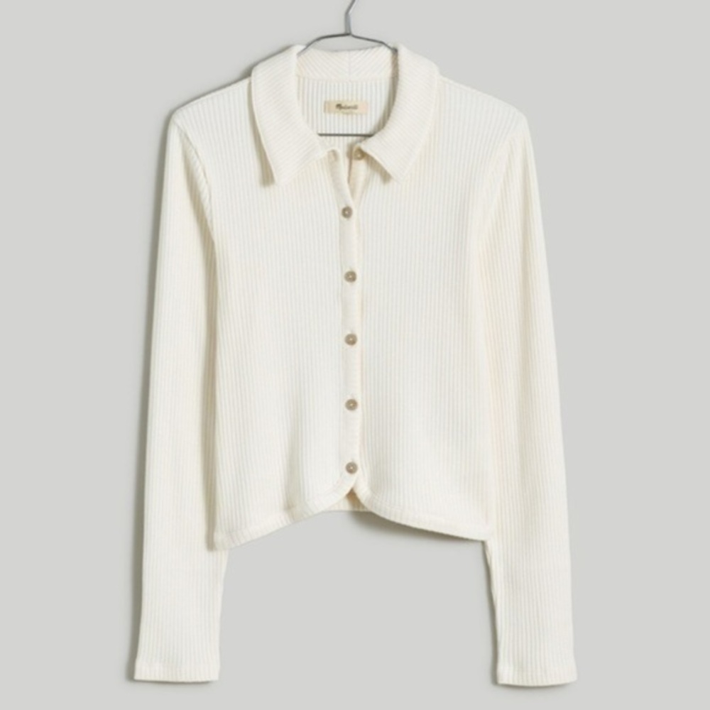 Madewell Cream Ribbed Cardigan Sweater